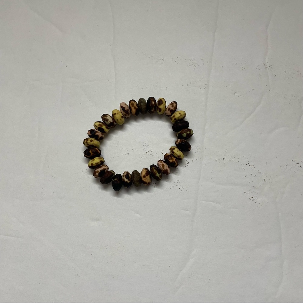 Brown and Black Beaded Bracelet One Size